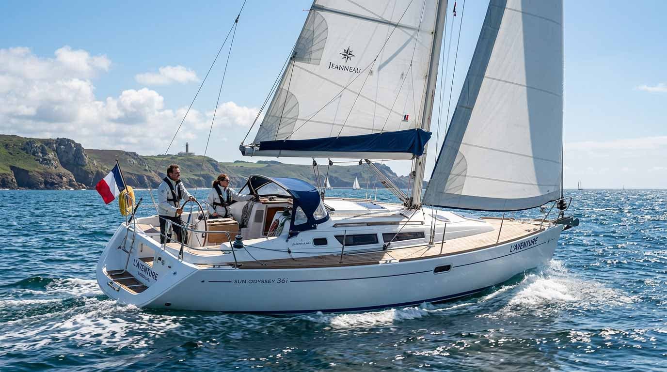 Voilier Sun Odyssey en navigation dans la Manche